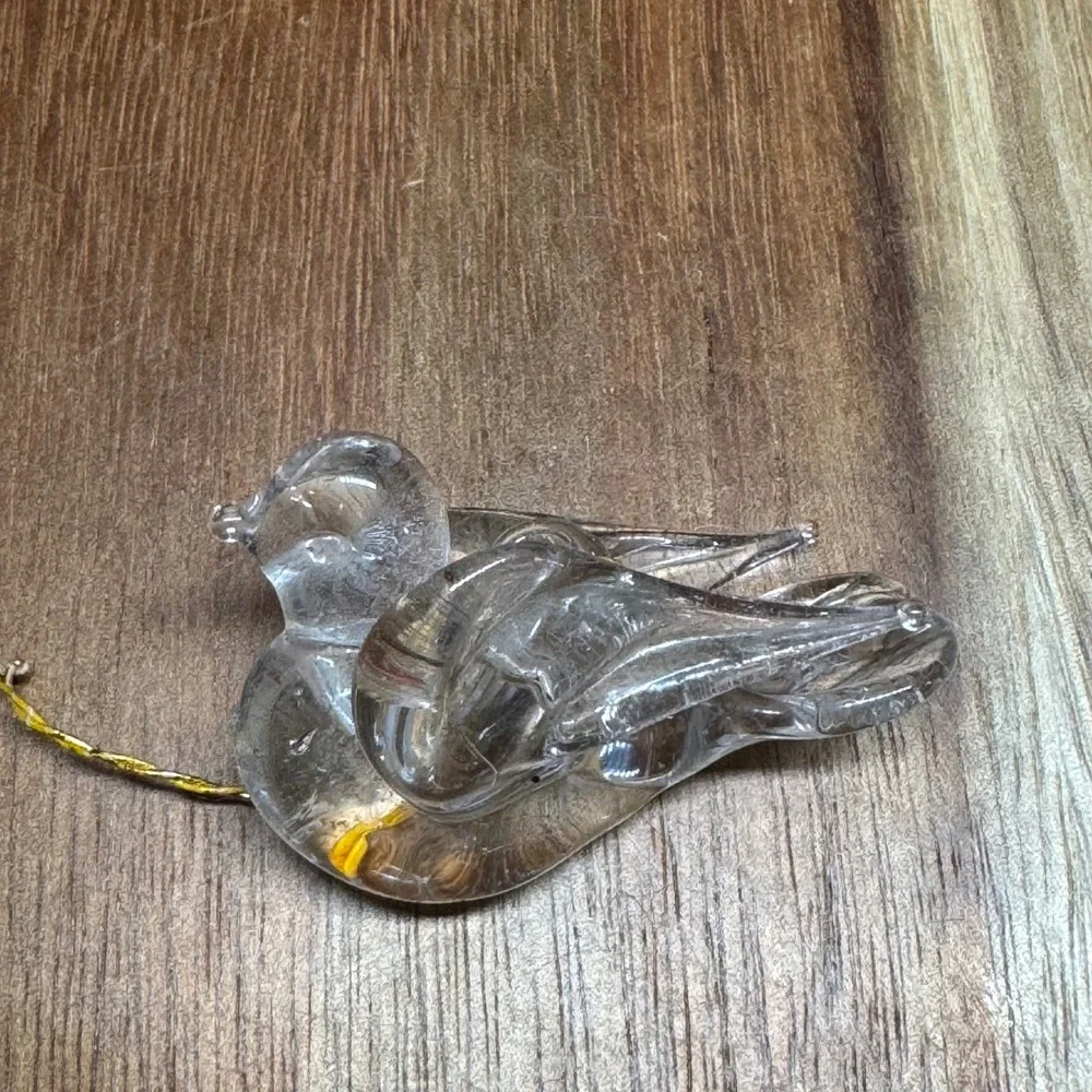 Vintage Hand Blown Clear Art Glass Bird Ornament Figurine 2
